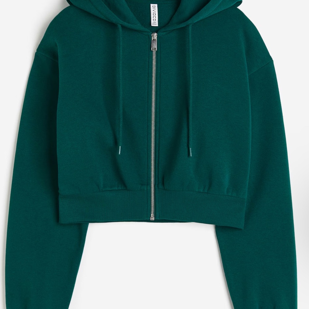 Dark Green Cropped Hoodie